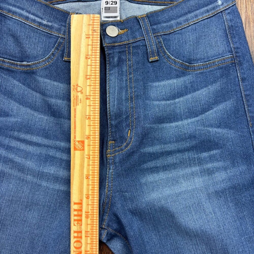 Judy Blue Super Flare Jeans Medium Wash Raw Hem Women’s Size 9/29 Made USA - Picture 8 of 11
